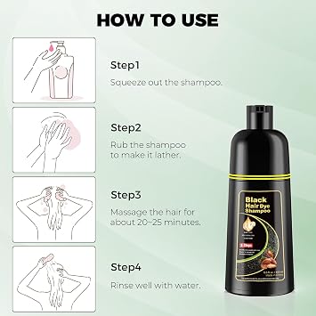 KAISASA Black Hair Dye Shampoo 3 in 1,Hair Color Shampoo for Women and Men