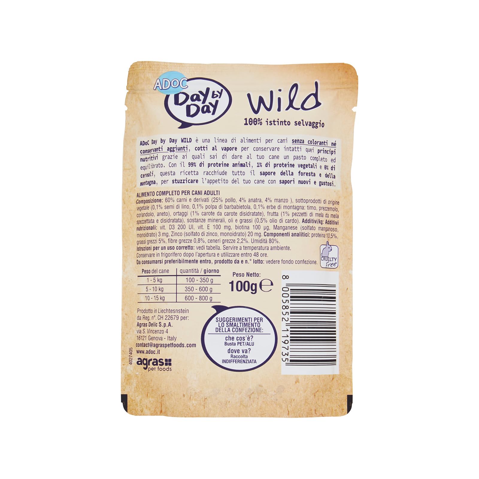 Wild - Cibo Umido per Cani Adulti Anatra ed Erbe di Montagna - 24 x100 g