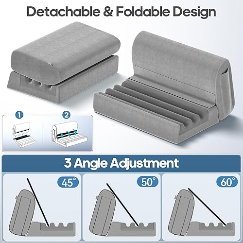 Miniatura 7 de KDD Soporte de almohada para tablet para regazo, almohadilla suave para cama y escritorio, soporte para tableta con bolsillo y soporte para lápiz