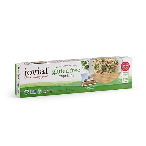Jovial Capellini Pasta sin gluten  Pasta capellini de arroz integral  Sin OMG  Bajo contenido de carbohidratos  Kosher  Certificado orgánico USDA