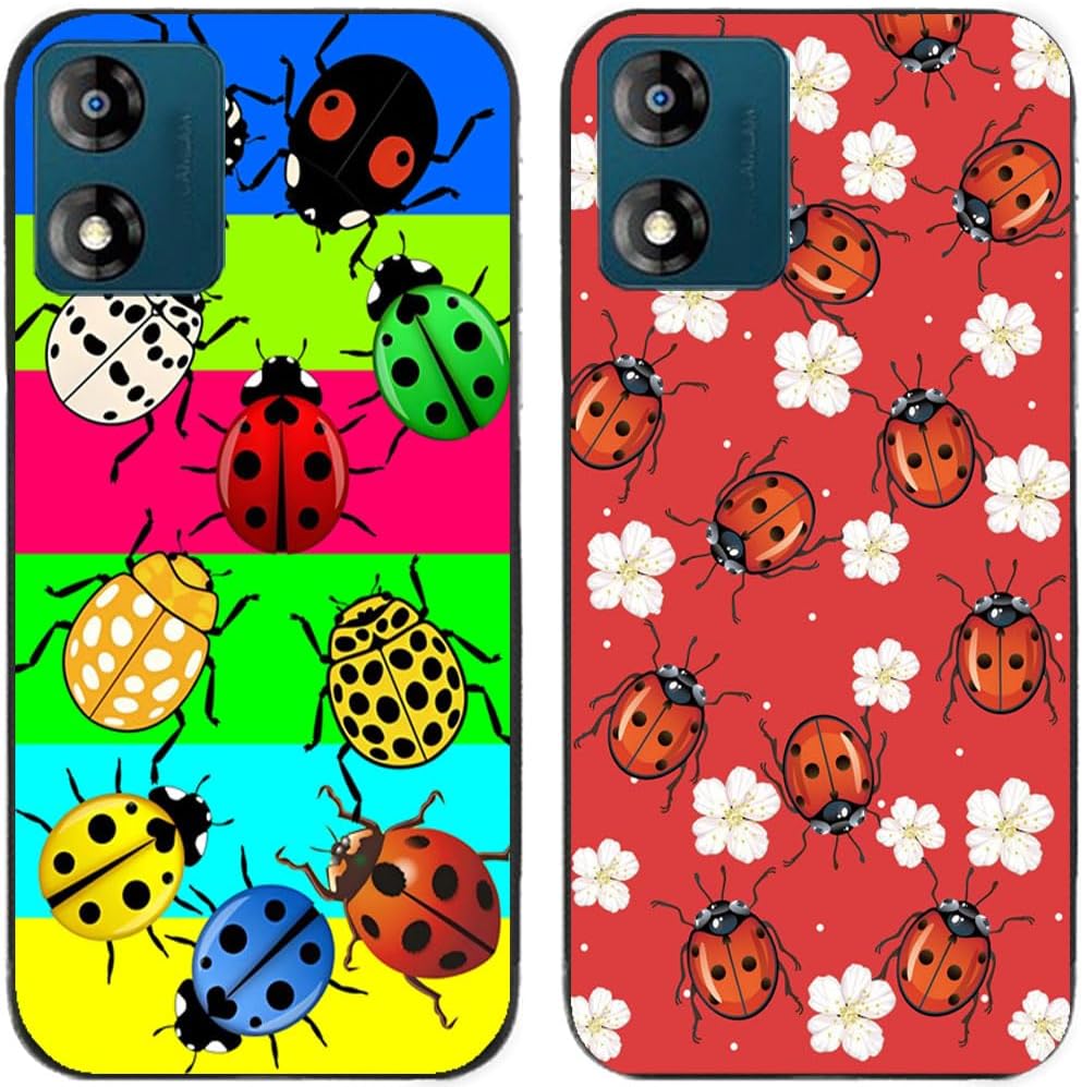 Case For Motorola Moto E13,Cute Ladybug Printed Durable Degradable TPU Silicone Gel Thin Back Phone Case Cover,2 Pcs Per Package