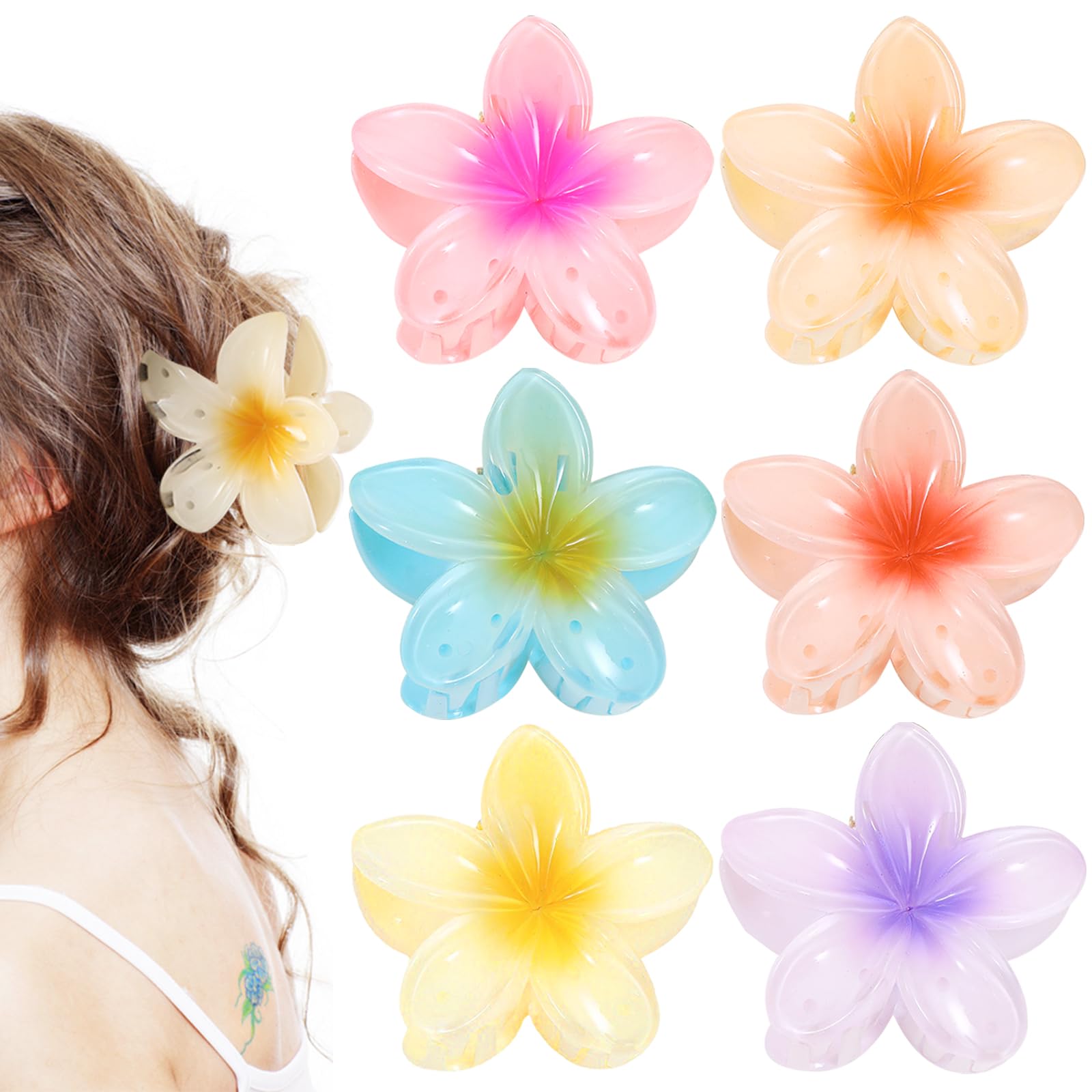 6 Cabello de Piezas Hair Accessories,Clips de Pelo de Flor Colores Pinzas,Hebillas de Pelo de Flor Antideslizante para Mujeres Niñas,Hebillas de Pelo Grandes de Adecuadas para Todas las edades