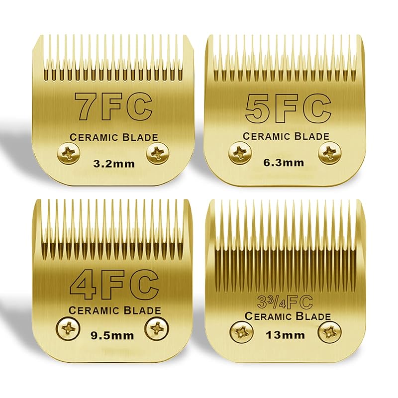 Lâminas de reposição Gold para máquina de tosa DODAER compatíveis com Andis, Oster A5 e Wahl KM10, 3,2 a 13 mm, pacote com 4