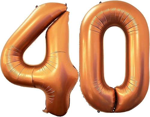 Globos naranjas gigantes de 40 pulgadas con el número 40, globos de helio de aluminio de 40 pulgadas para fiestas de cumpleaños de 40 años,