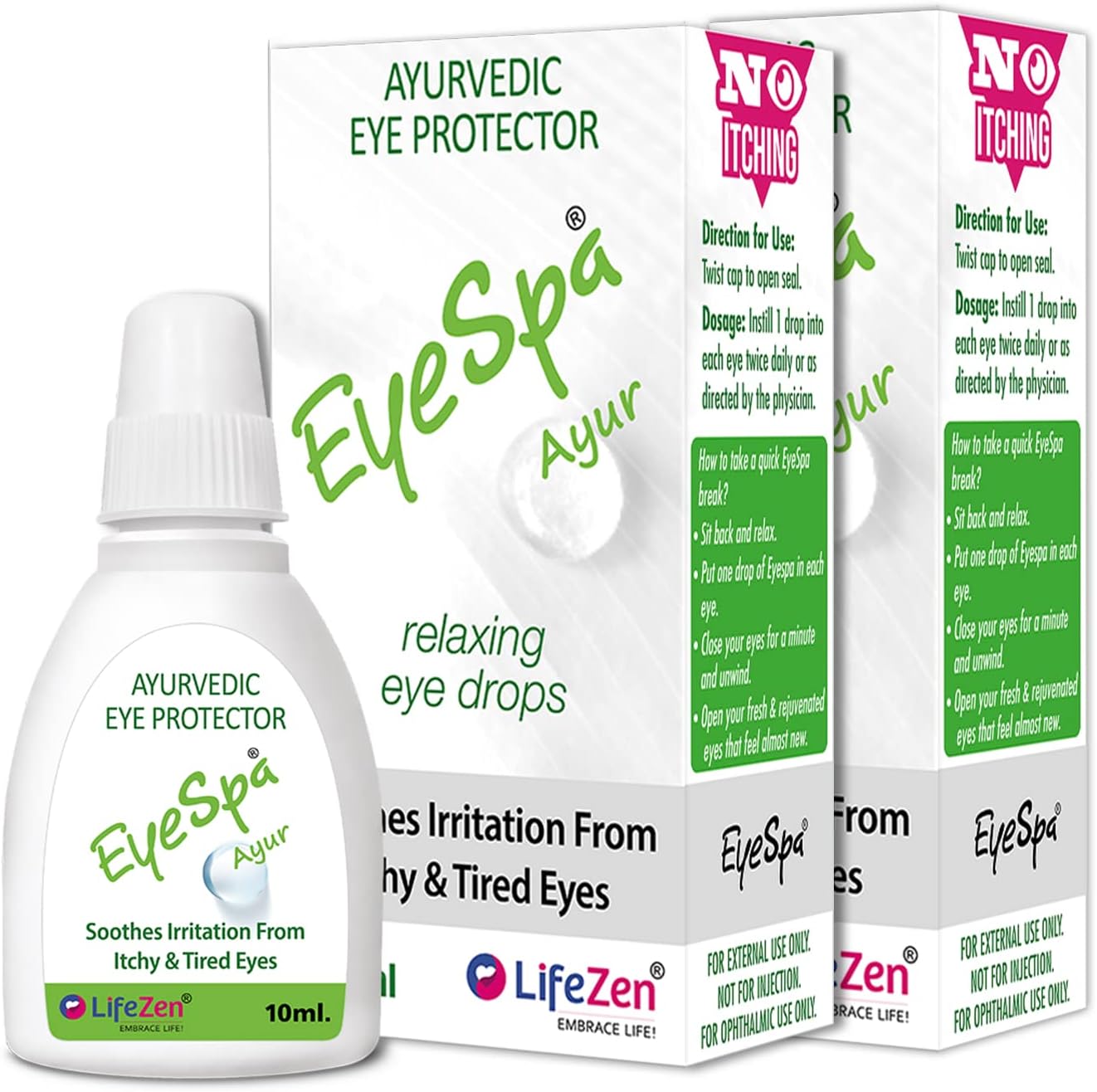 Ayur - Ayurvedic Eye Drop | Relieves Dryness, Redness, Itching, Cooling | daily-use Eye Drop with Triphala, Rose water, Bhringaraj, Honey | 10ML (Pack of 2)