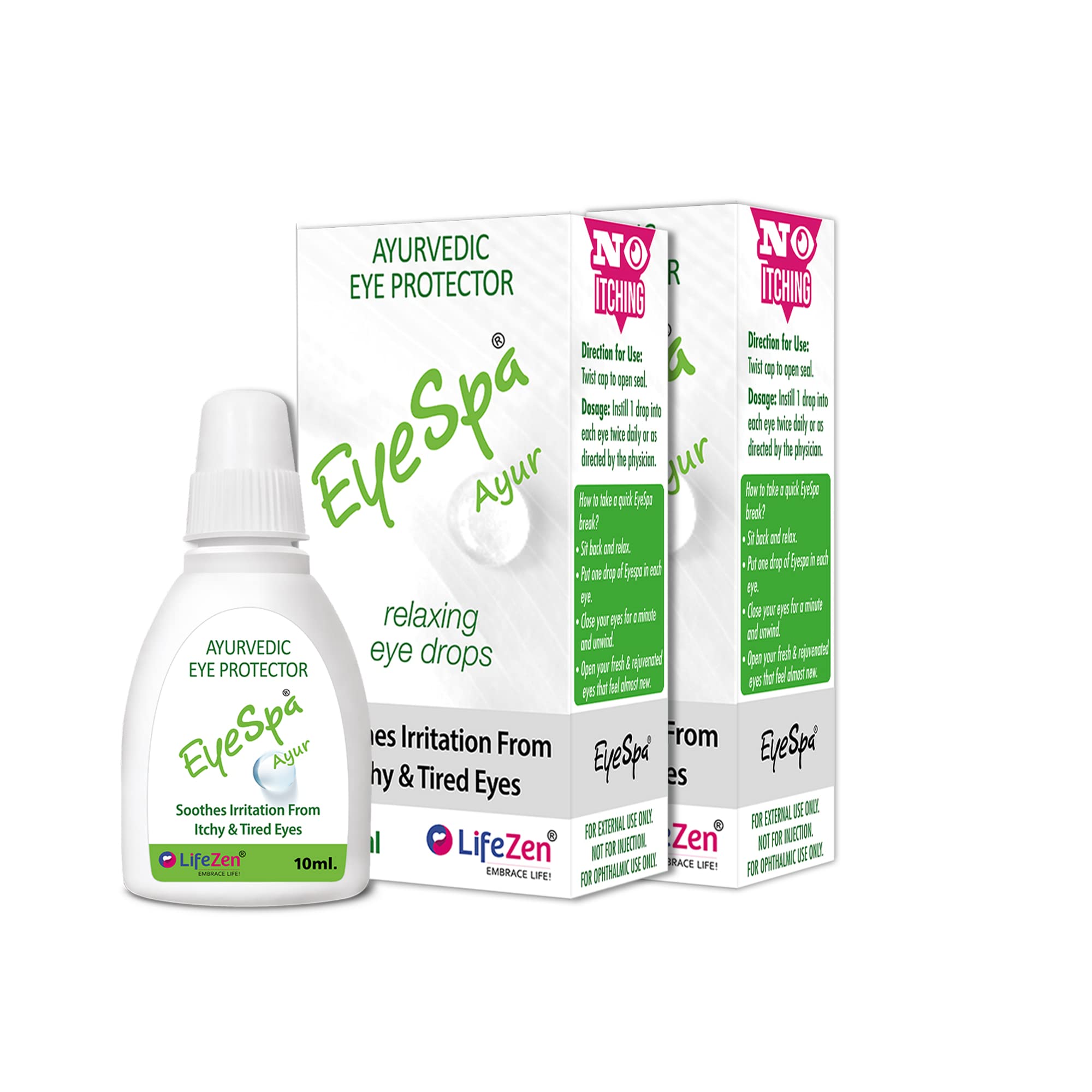 EyeSpa Ayur - Ayurvedic Eye Drop | Relieves Dryness, Redness, Itching, Cooling | daily-use Eye Drop with Triphala, Rose water, Bhringaraj, Honey | 10ML (Pack of 2)