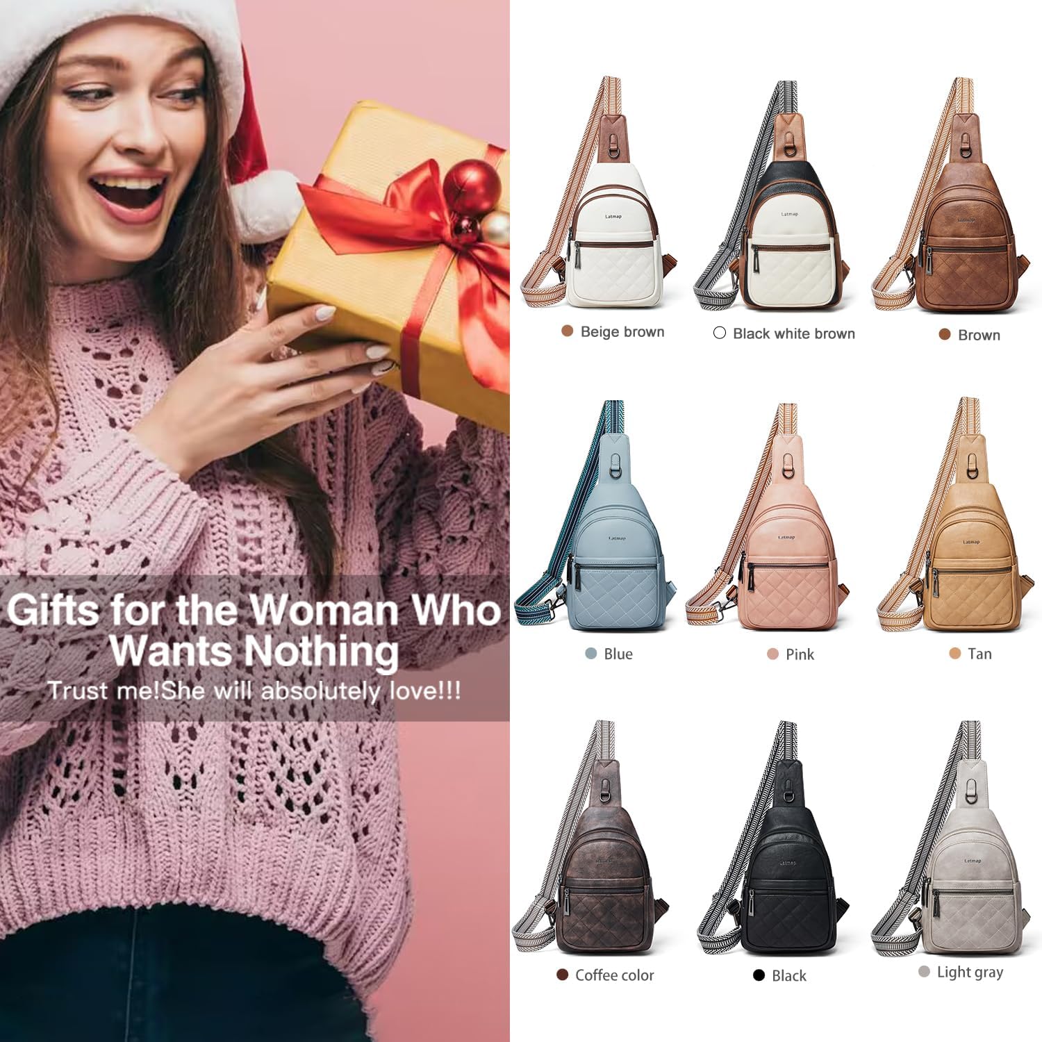 Sling Bag For Women Fanny Pack Crossbody Travel Shoulder Belt Bags Tote Backpack Purse Faux Leather - Image 9