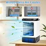 Mini Air Cooler - 2026 Upgrade Portable Air Conditioner with Ice Pack/4 Speeds/2Mist Mode/900ML Tank/7 Colors Night Light