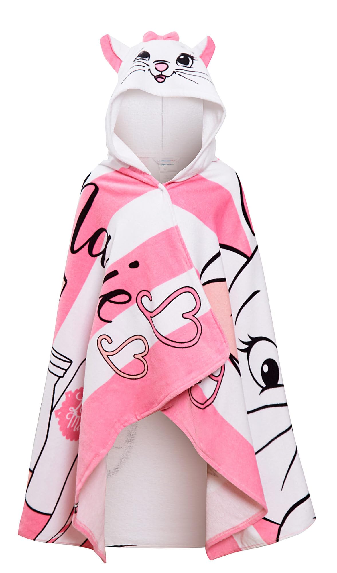 Disney Girls White Aristocats Marie Hooded Towel For Marie Poncho 100% Cotton Kids Beach Towel Bath Towel Swimming Wrap Kids Changing Robe