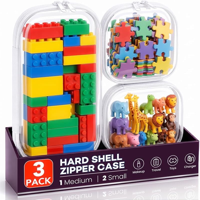 SCTOARIELT Kit com 3 necessaires transparentes rígidas com zíper