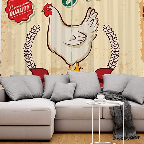Miniatura 5 de FortuneHouse Blackout Curtains Thermal Insulated Farm Raised Hen Laying Eggs Solid Pattern Metal Grommet Elegant Room Drapes Window Curtain for