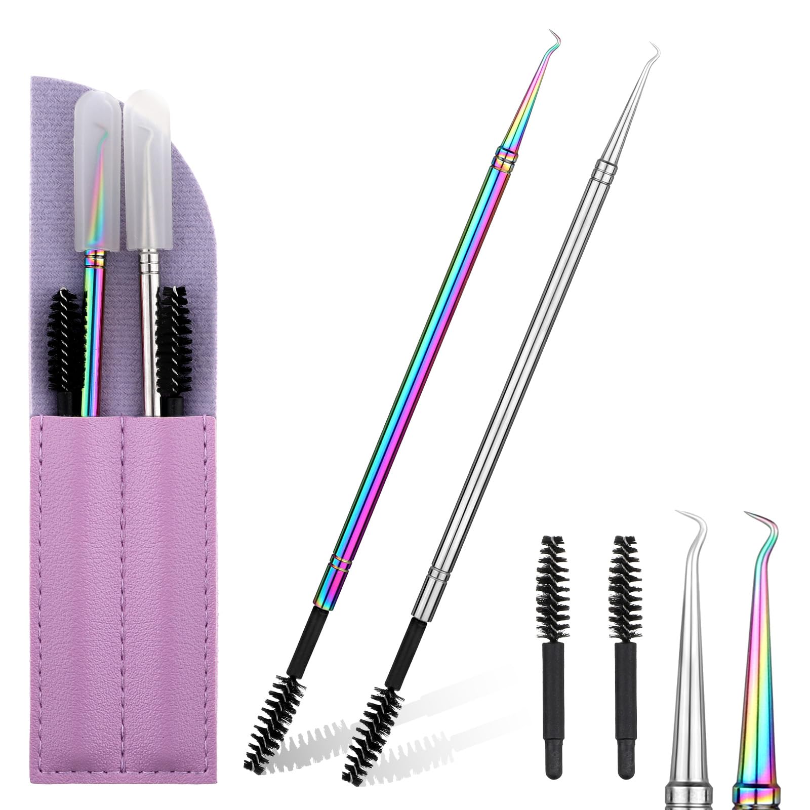 2-in-1 Eyelash Separator Tool, 2 Pack Stainless Steel Lash Lift and Tint Kit Professional Lash Lift Tools Rods Eyelash Separating Comb Tool for Eyelashes Tinting Curling Extensions