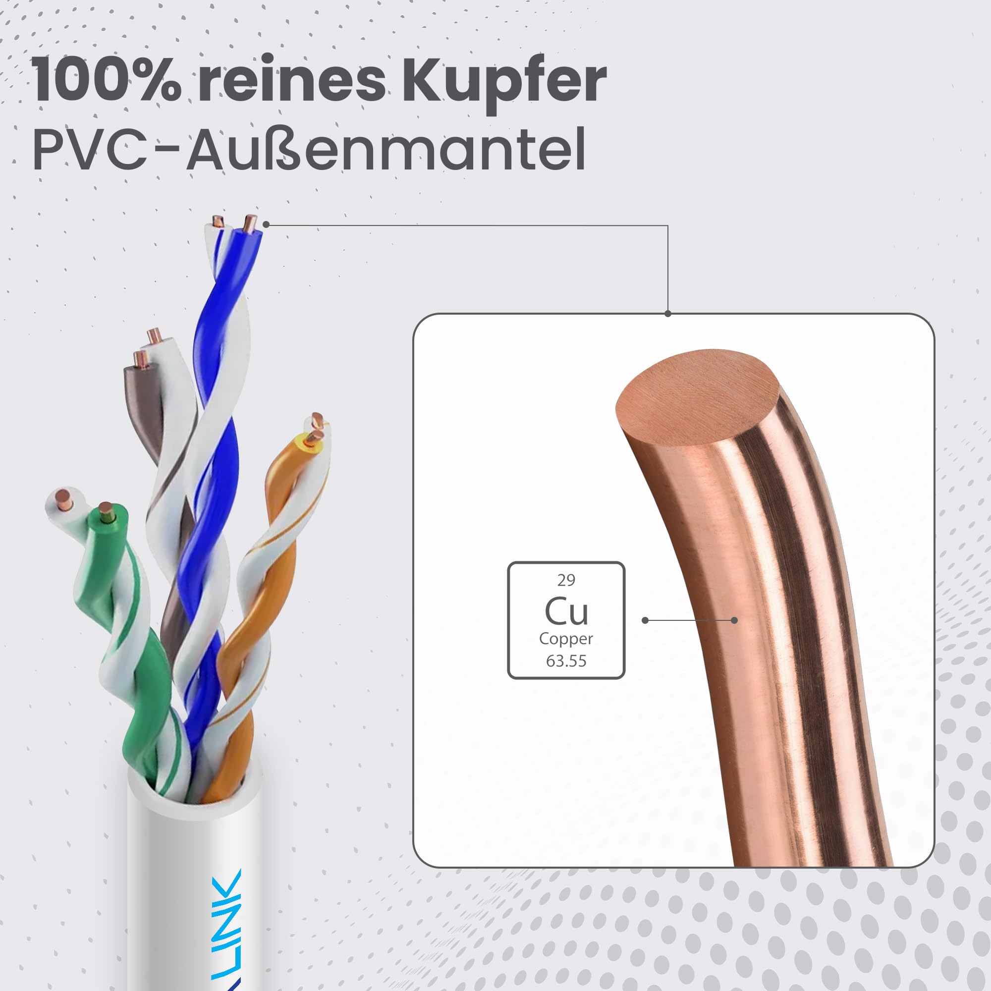 EXTRALINK 100m CAT5e Netzwerkkabel LAN Verlegekabel Innenbereich – 100% Kupfer U/UTP, PVC Mantel, bis 1 Gbit/s, PoE geeignet, flexibel & zuverlässig, ideal für Heimnetzwerke & Büros