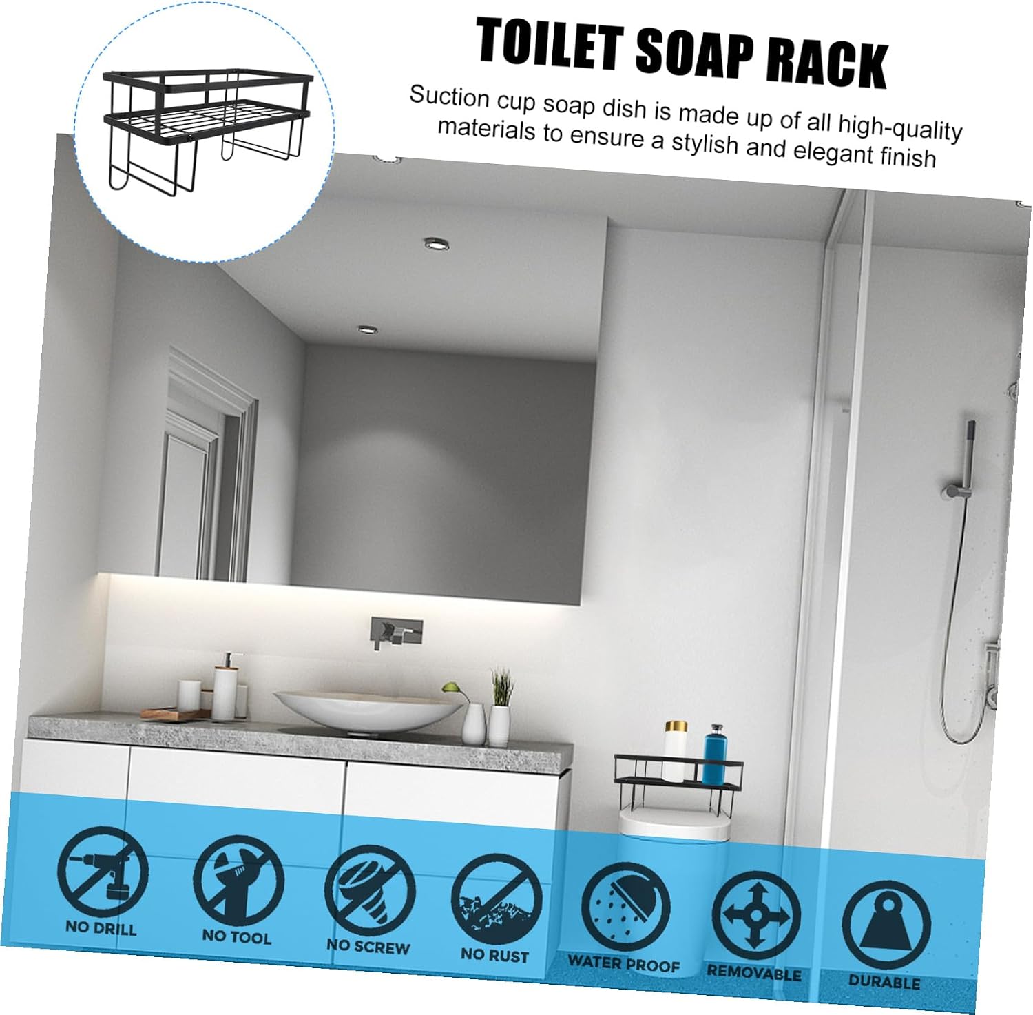Single Layer Over the Toilet Storage Rack Carbon Steel Bathroom Shelf Design Elegant Space Saver for