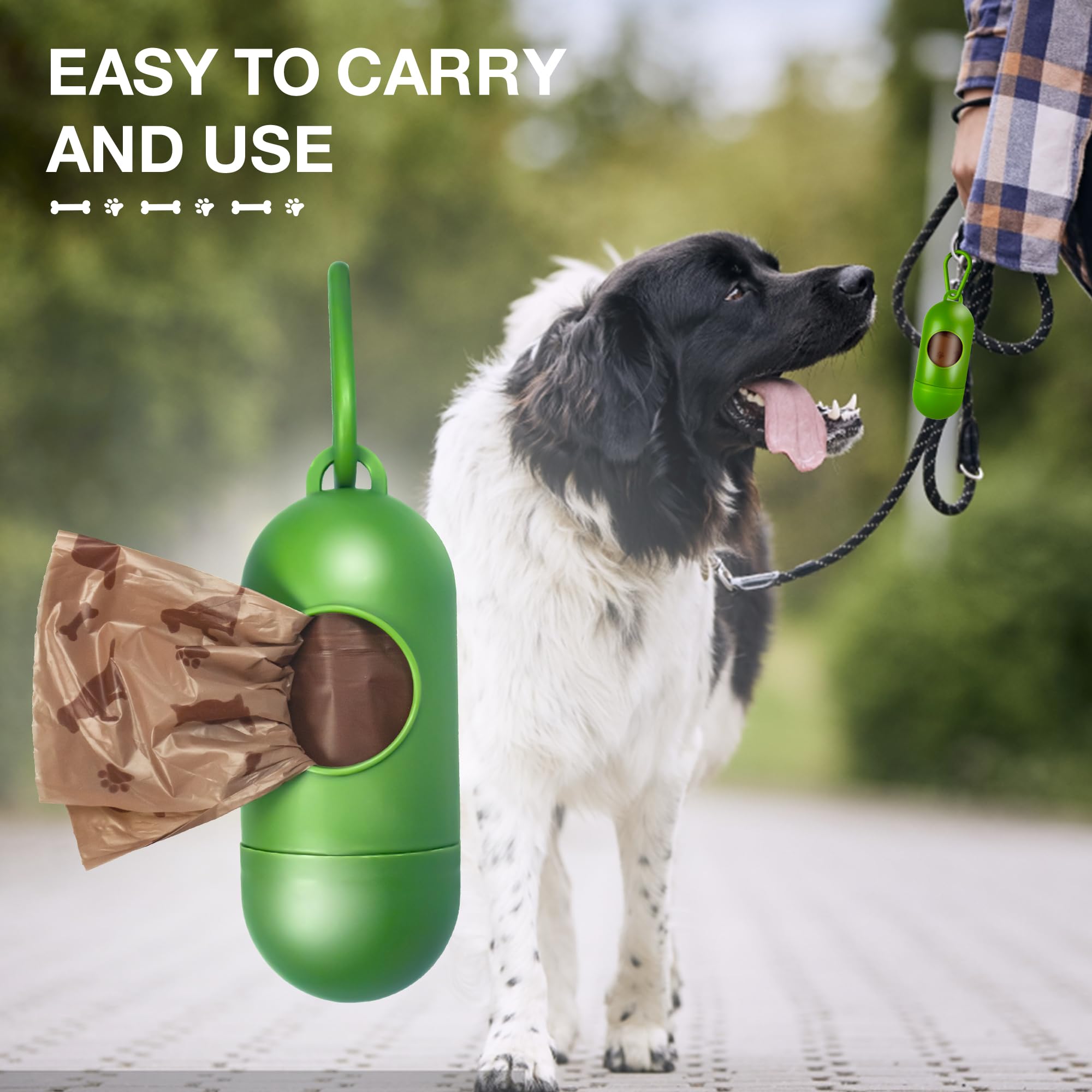 Rollos de bolsas para excrementos de perro con dispensador, 180 unidades a prueba de fugas, bolsa grande para excrementos, bolsas de basura extra gruesas para perros, sin perfume, soporte para bolsas