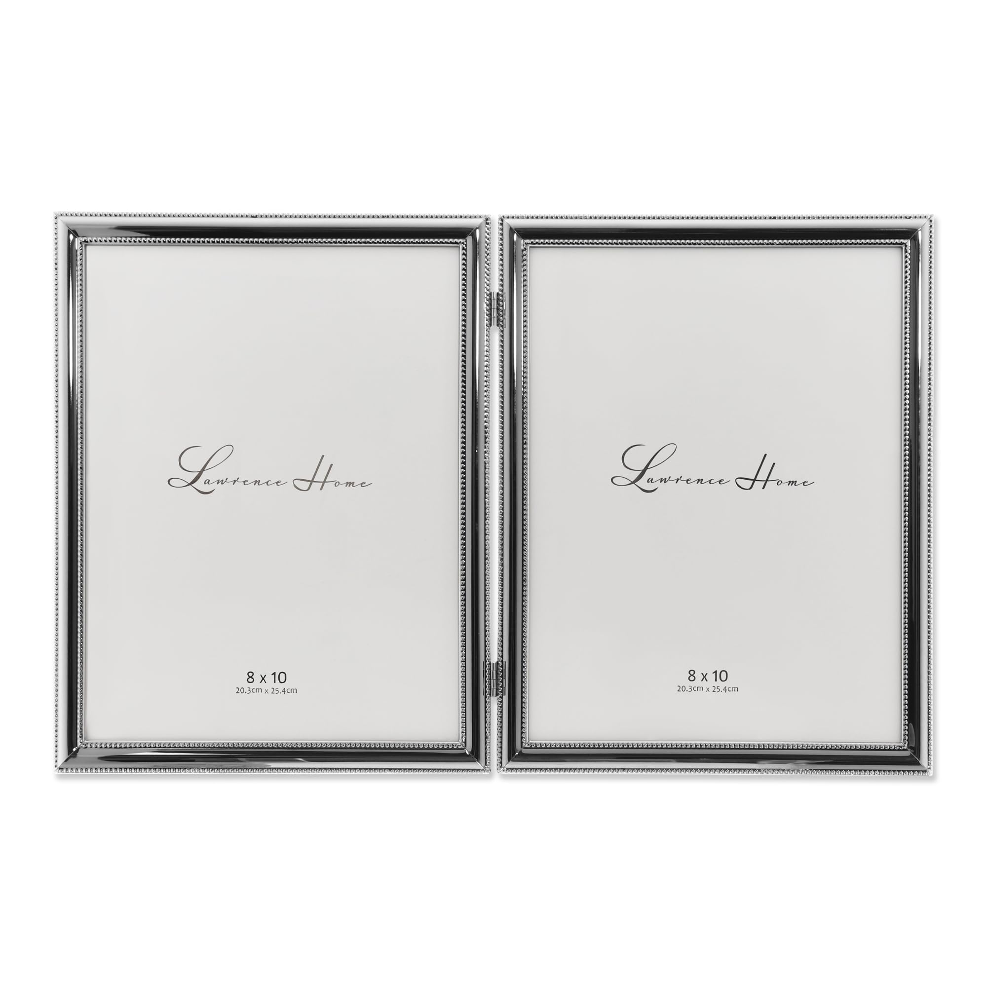Lawrence Frames 510780D Silver Plated Double Bead Hinged Double Picture Frame, 8 by 10-Inch