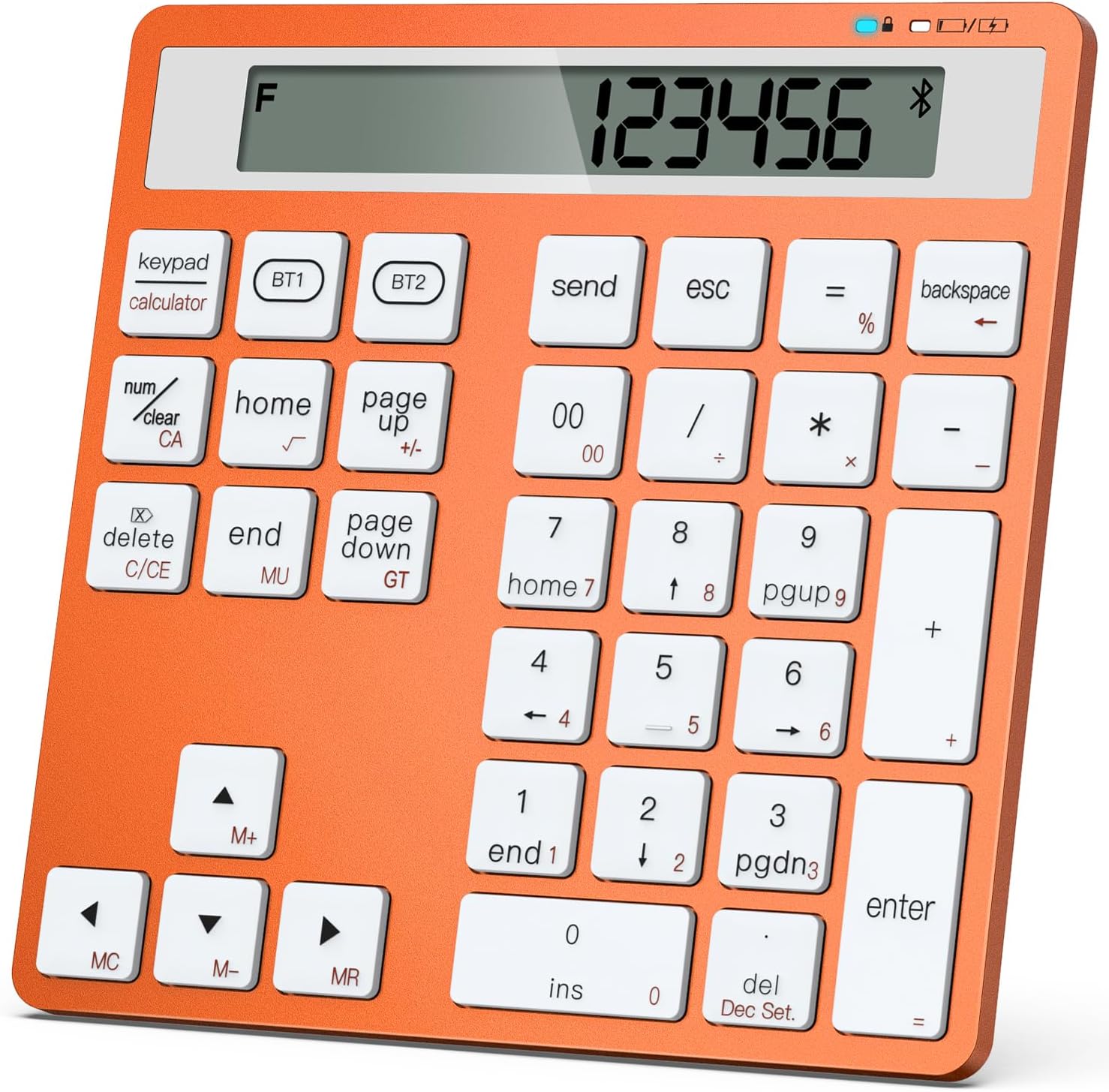 HoRiMe Number Pad for Laptop - Rechargeable Wireless Number Keypad 34 Keys with Dual Bluetooth, 2 in 1 Numeric Keypad Calculator with Display - Portable Slim Numpad for Windows, Mac, iMac, PC, Tablet