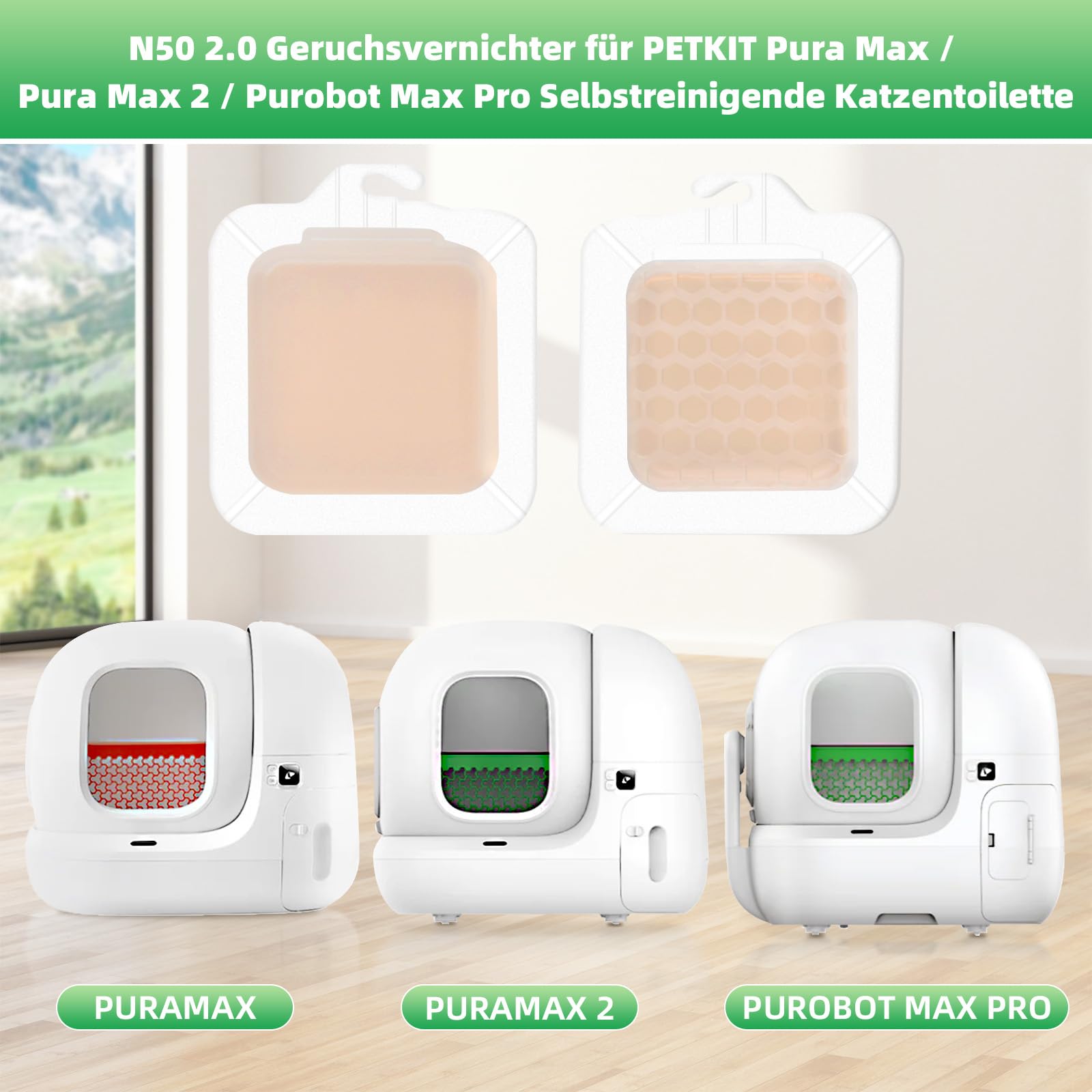 6 unidades N50 2.0 Eliminador de olores para PETKIT Pura Max/Pura Max 2 / Purobot Max Pro Autolimpiante Gato, eliminador de olores para eliminar olores persistentes de mascotas