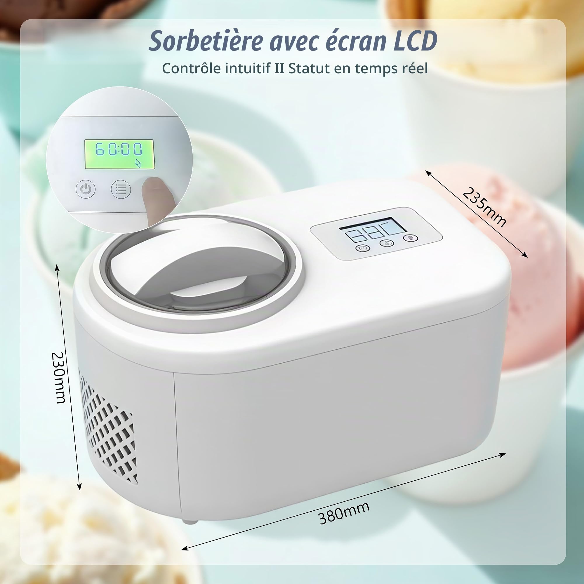 Machine à Glace avec Compresseur 100W 1L