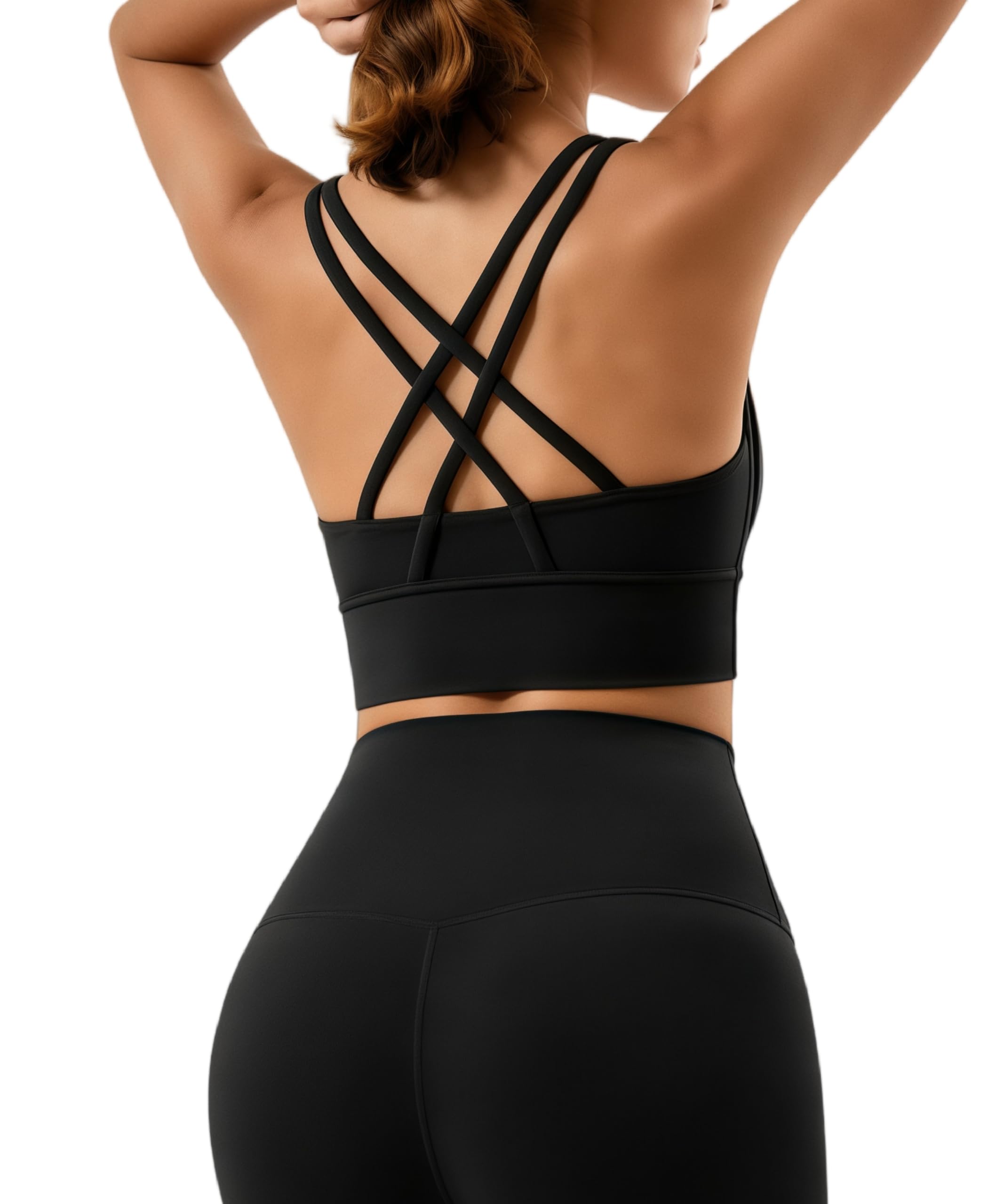 Grace Form Sports Bra for Women Strappy Medium Support Push Up Padded Sports Bra for Running Workout Bra Yoga Bra