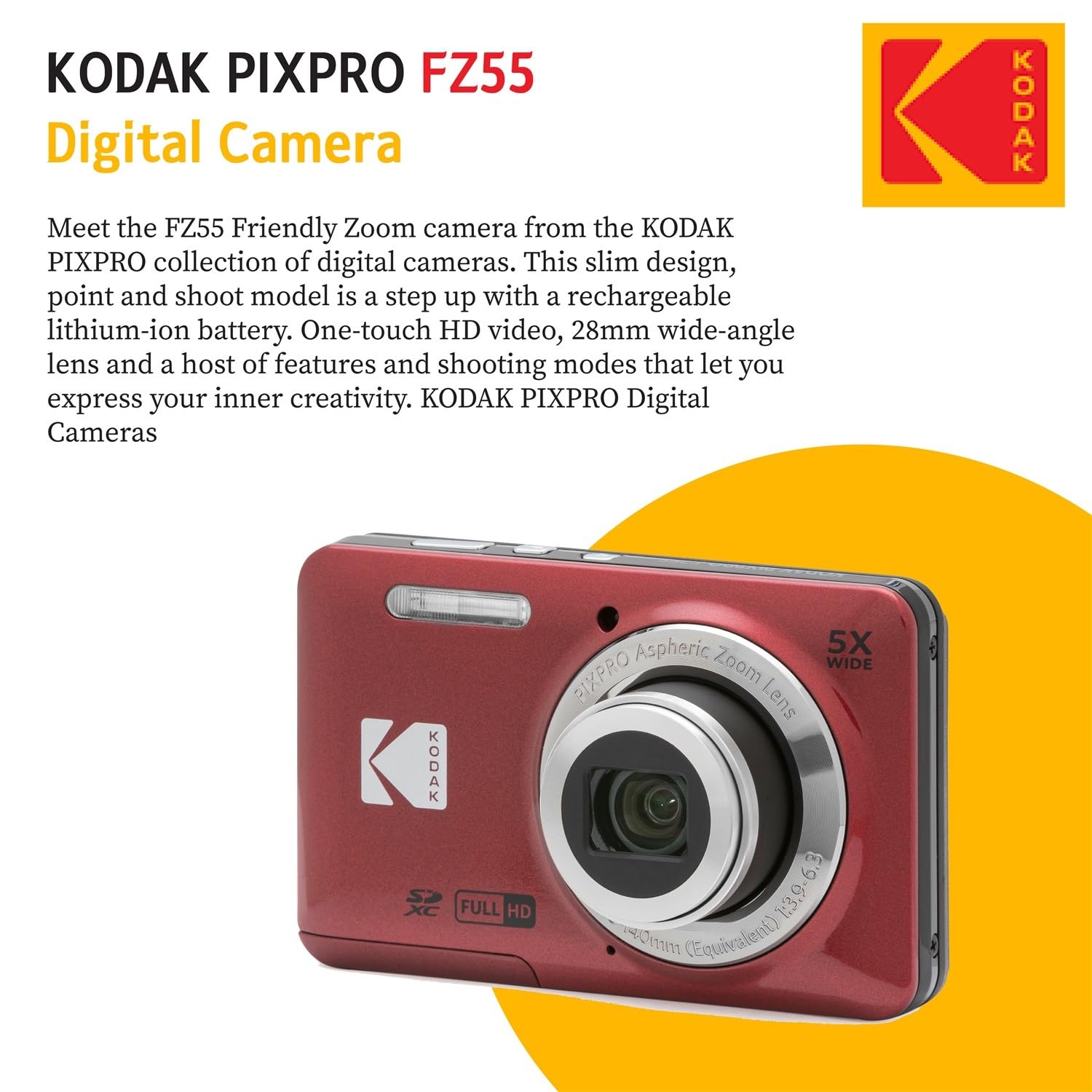 Amazon.com : KODAK PIXPRO FZ55 16MP Digital Point & Shoot Camera