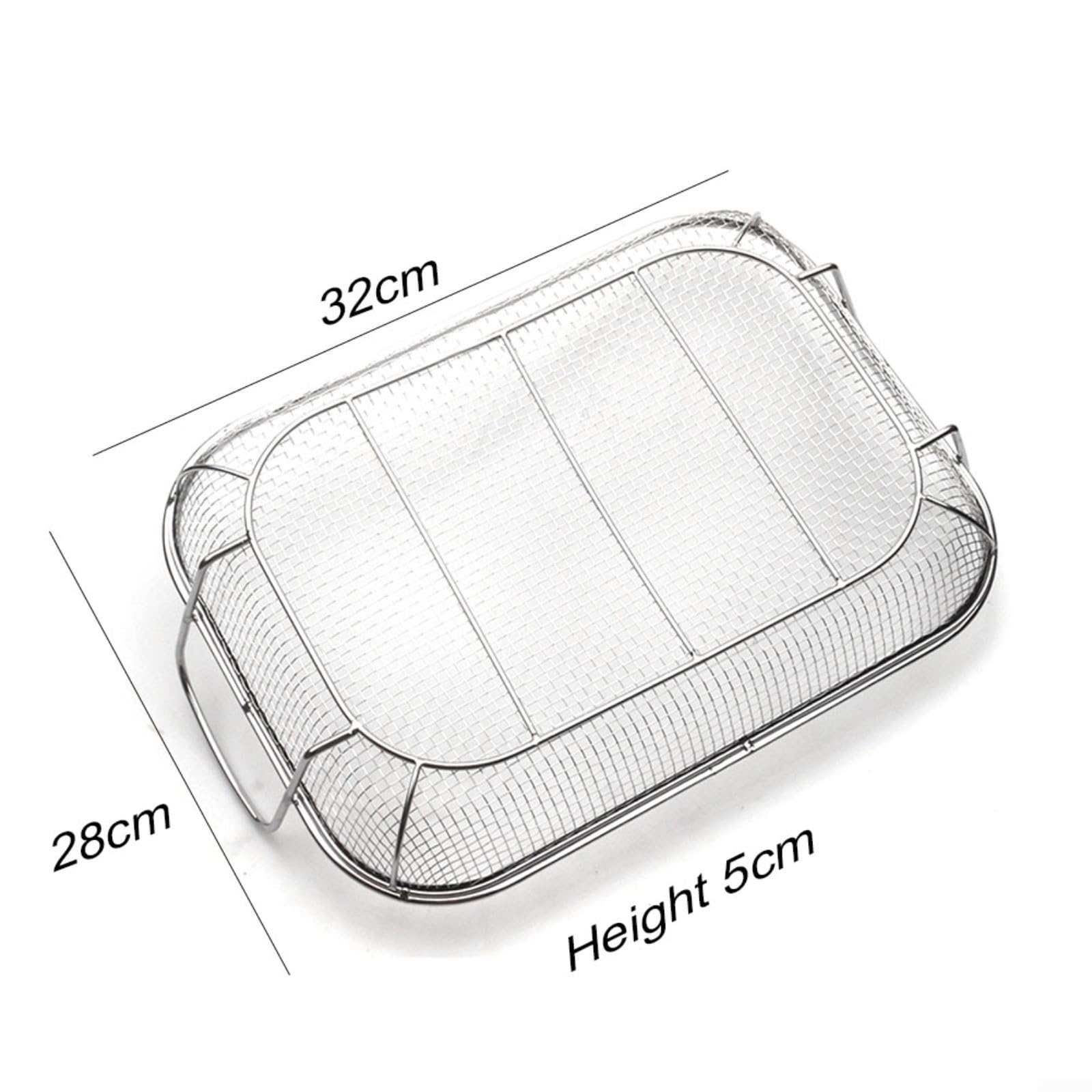 Grande griglia in acciaio inox, 38 x 28 cm, accessorio per barbecue per verdure, carne e frutti di mare, strumento essenziale per grigliare all'aperto