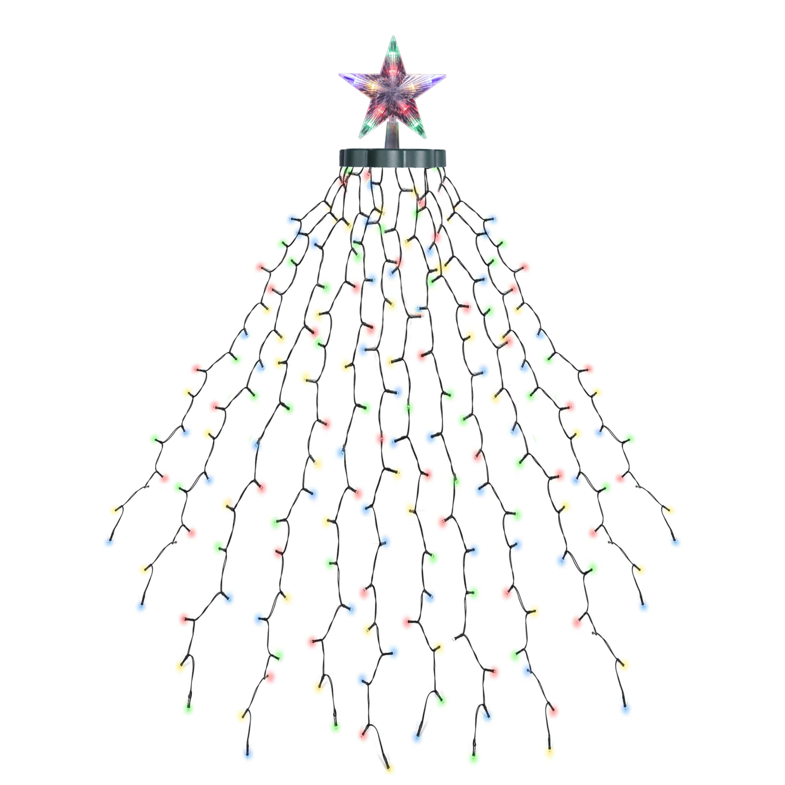 EcoNour 1.5m Cluster Tree Lights | 200 LED String Lights with Ring and 12 Garlands | 8 Modes LED String Lights for Christmas Trees (150cm & 180cm) | Multicolor Decoration Light