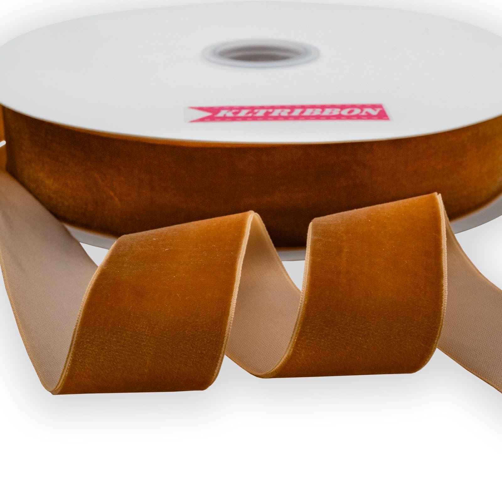 KLTRIBBON Nylon Velvet Ribbon Single Faced,1 1/2 Inch X 25Yards Spool (Ginger) โ image 1