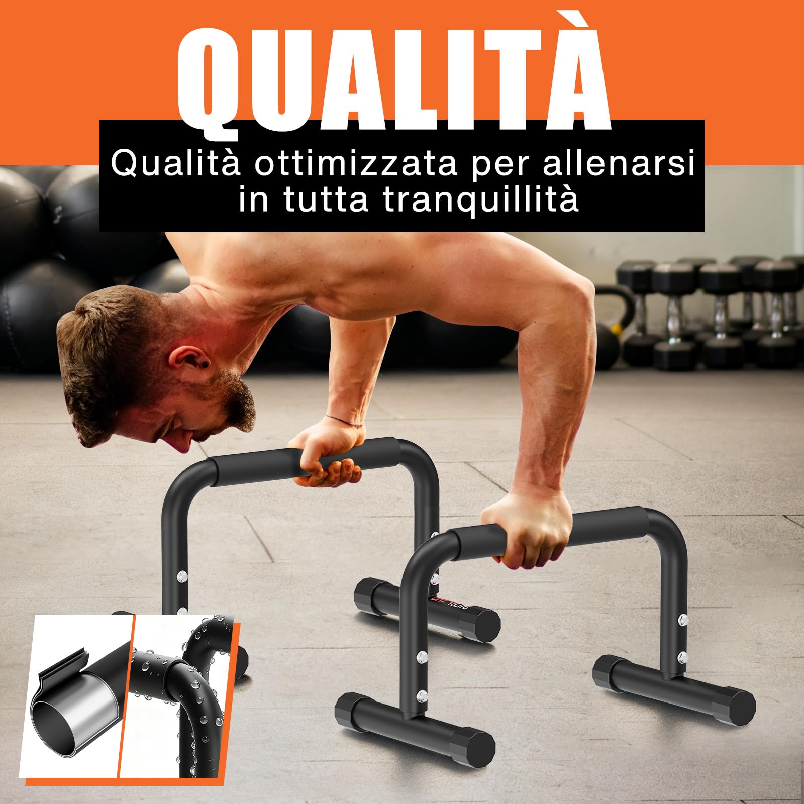 DH FitLife Parallele Calisthenics Regolabili (30-35cm) | Maniglie per Flessioni & Parallettes a 2 Altezze | Push Up Bars fino a 200 kg | Dip Parallele per Allenamento & Sport | Uso Interno & Esterno
