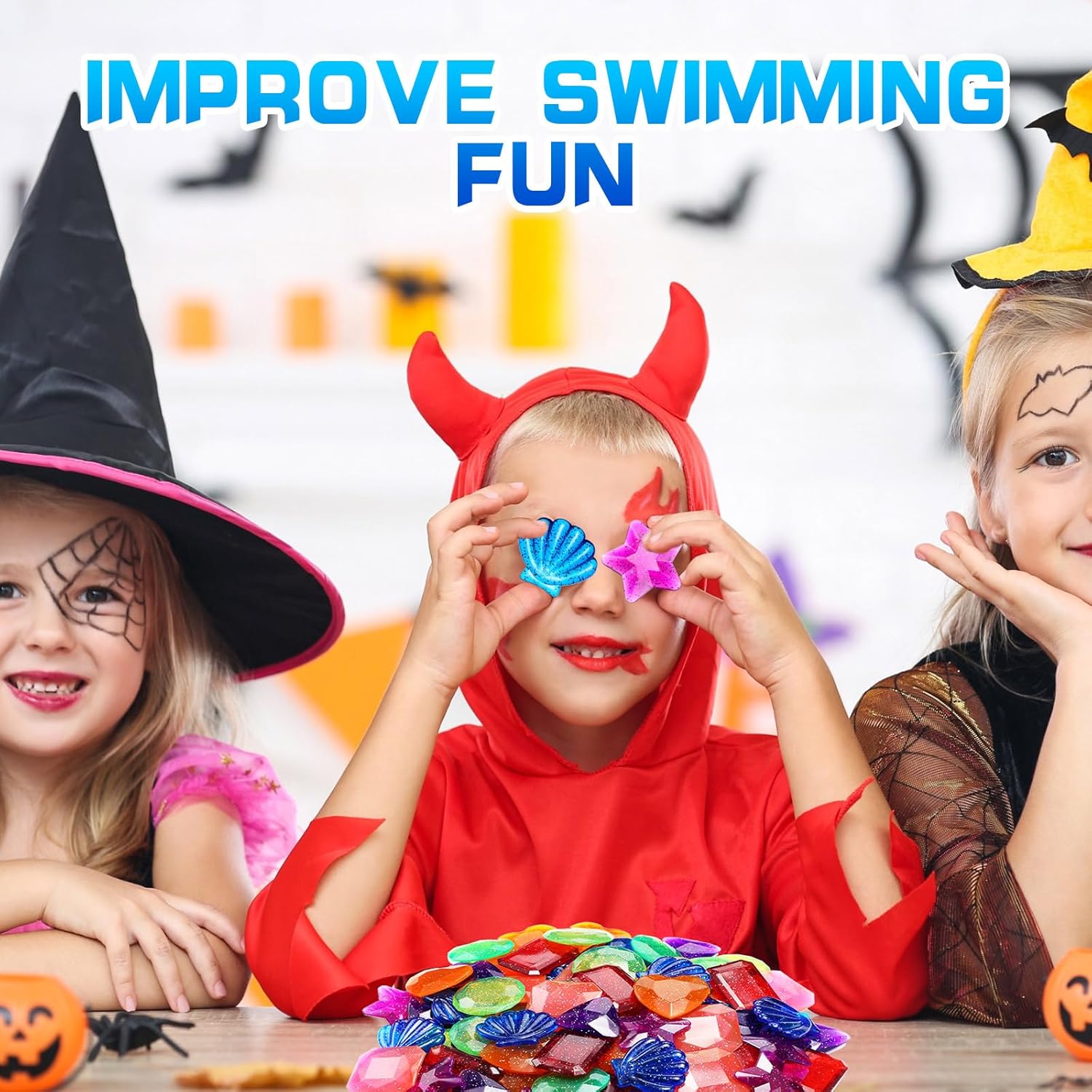 Sumind 100 Pcs Diving Gem Pool Toys Colorful Sinking Diving Gem Underwater Swimming Beach Dive Toys for Pool Beach Pirate Party Games Home Decorations