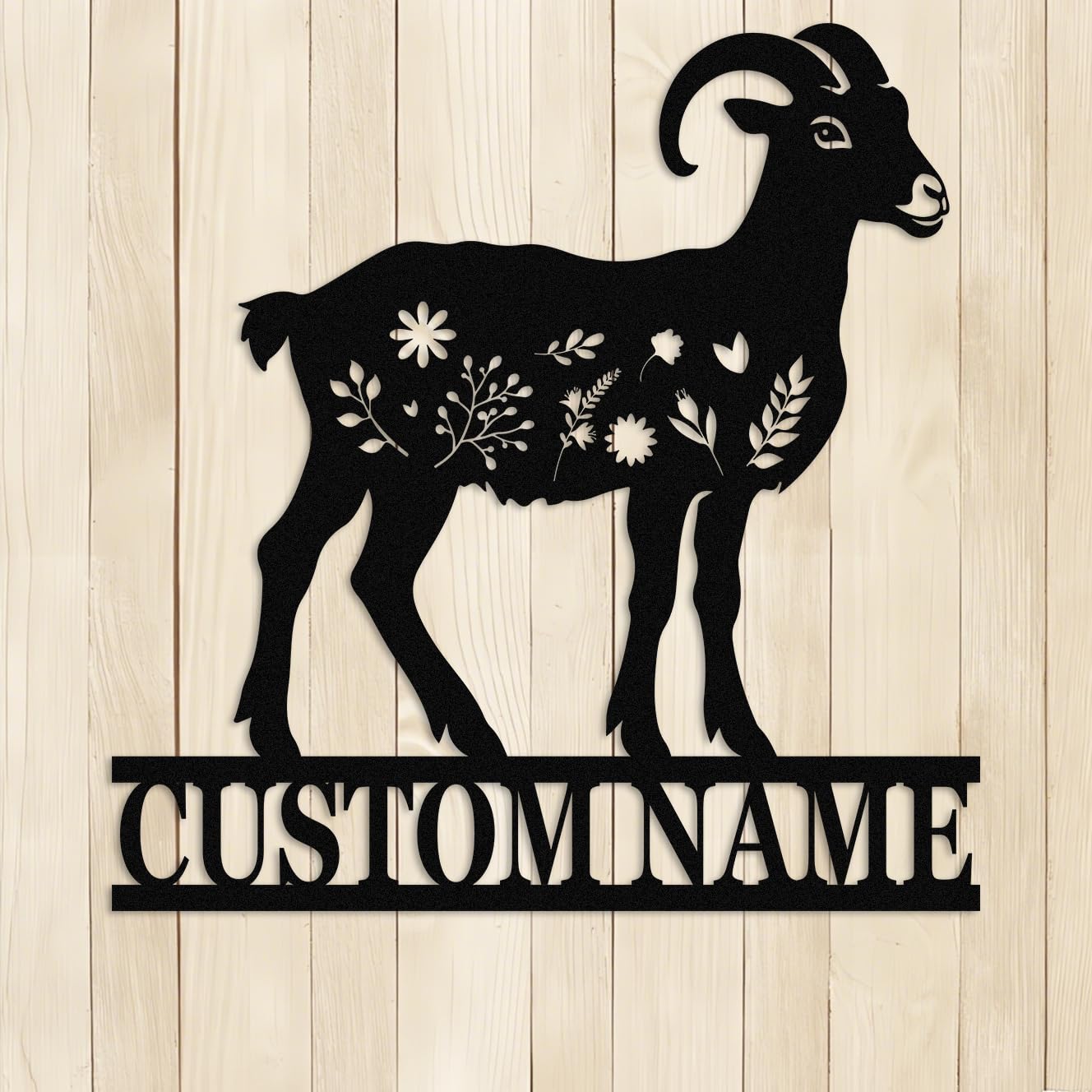 Met5kdm Goat-1 Personalised Goat Metal Wall Art,Custom Farm Goat Sign, Customized Name Sign For Ranch Farmhouse Goat Kitchen Decor,Welcome Sign