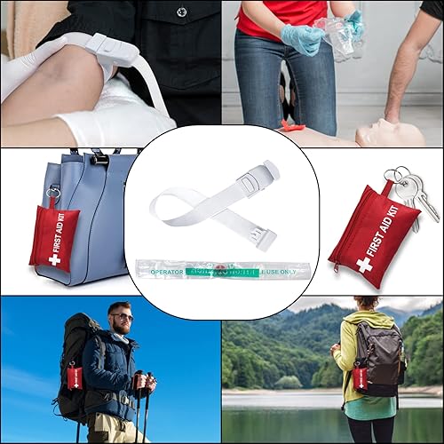 Miniatura 5 de Yzpacc Mini kit de primeros auxilios, llavero de máscara de bolsillo de RCP, protector facial con barrera respiratoria y cinturón elástico y un par