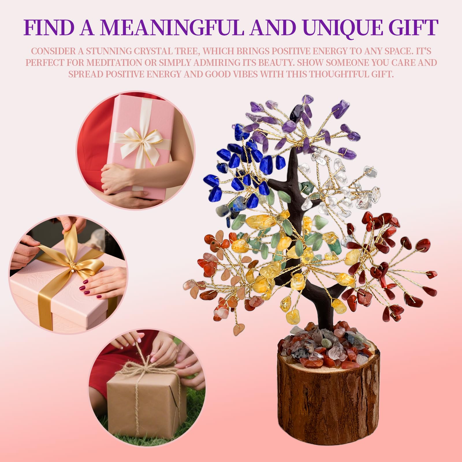 Árbol de la Vida de Cristal, árbol de Decoración de Cristal, Árbol De 7 Chakras Regalo, Decoración Feng Shui, Accesorios De Reiki, para Chakra Reiki Regalo, Decoración del Hogar