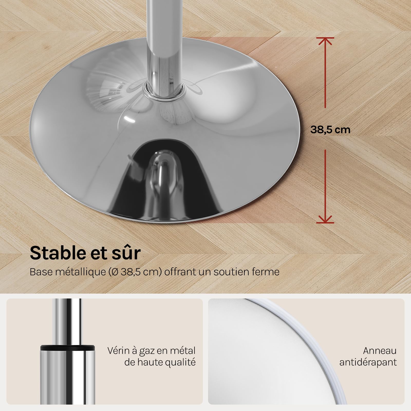 WOLTU Tabouret Coiffeuse, Tabouret de Maquillage, Réglable en Hauteur 44-56cm, Pivotant, Siège Rembourré, Tabouret de Bar Bas Rond pour Salon, Chambre à Coucher, Similicuir, Blanc