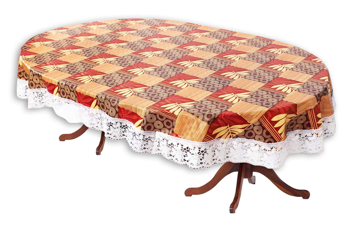 The Furnishing Tree Oval Shaped WxL 40x60 Inch Center Table Cover Surface Pattern Yellow, Waterproof PVC-image-13