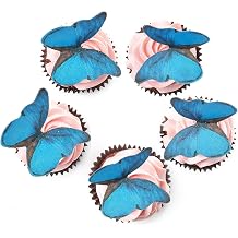 48PCS Edible Wafer Paper Butterfly Cupcake Topper Cake Decoration for Wedding Birthday Baby Shower Party Supplies Food Decoration Blue