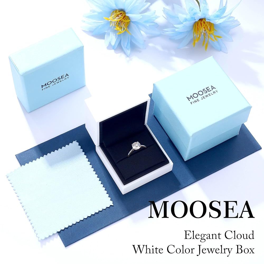 Amazon | MOOSEA 女性用ラウンドモアッサナイトリング、1-3ct D