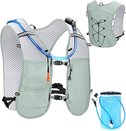 ECOHUB Mochila de hidratación para correr, mochila ligera y transpirable con bolsa de agua de 2 litros para senderismo, senderismo, correr,