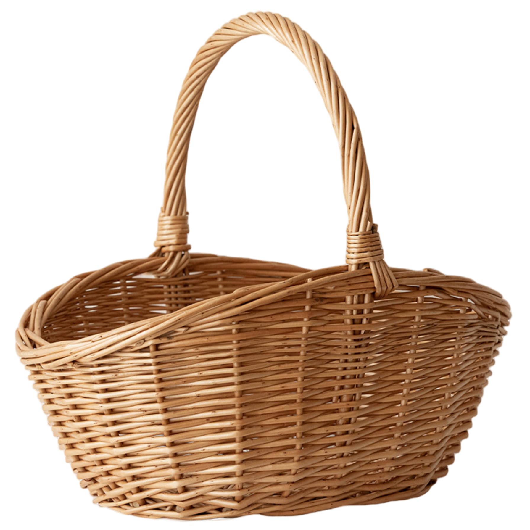 Wicker Basket with Handle, Portable Large Capacity Woven Wicker Picnic Baskets for Fruit, Vegetable, Flowers, Organizing
