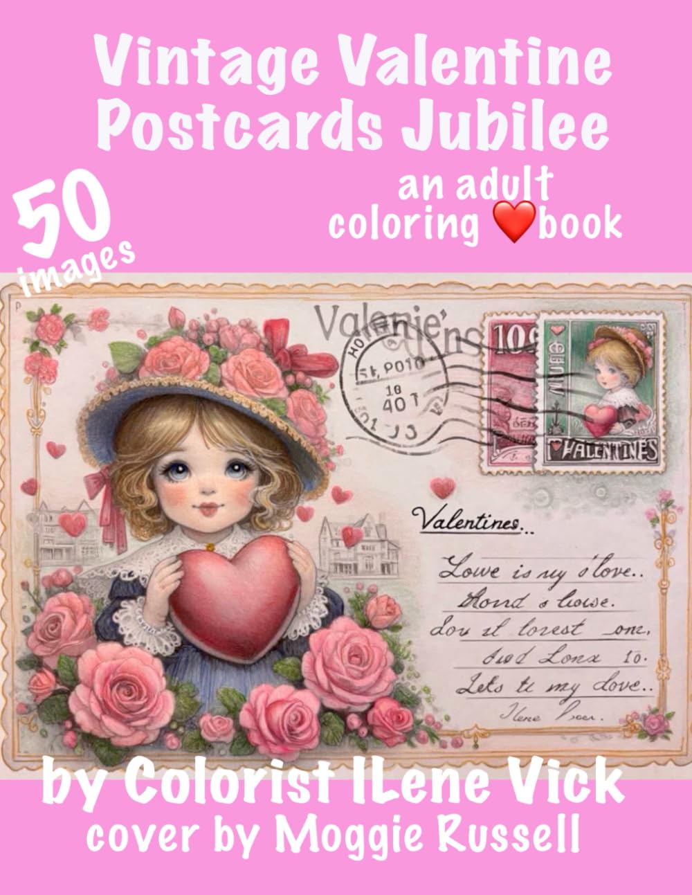 ❤️Vintage Valentine Postcards Jubilee❤️: Book #131 Of My Jubilee Coloring Book Series Grayscale