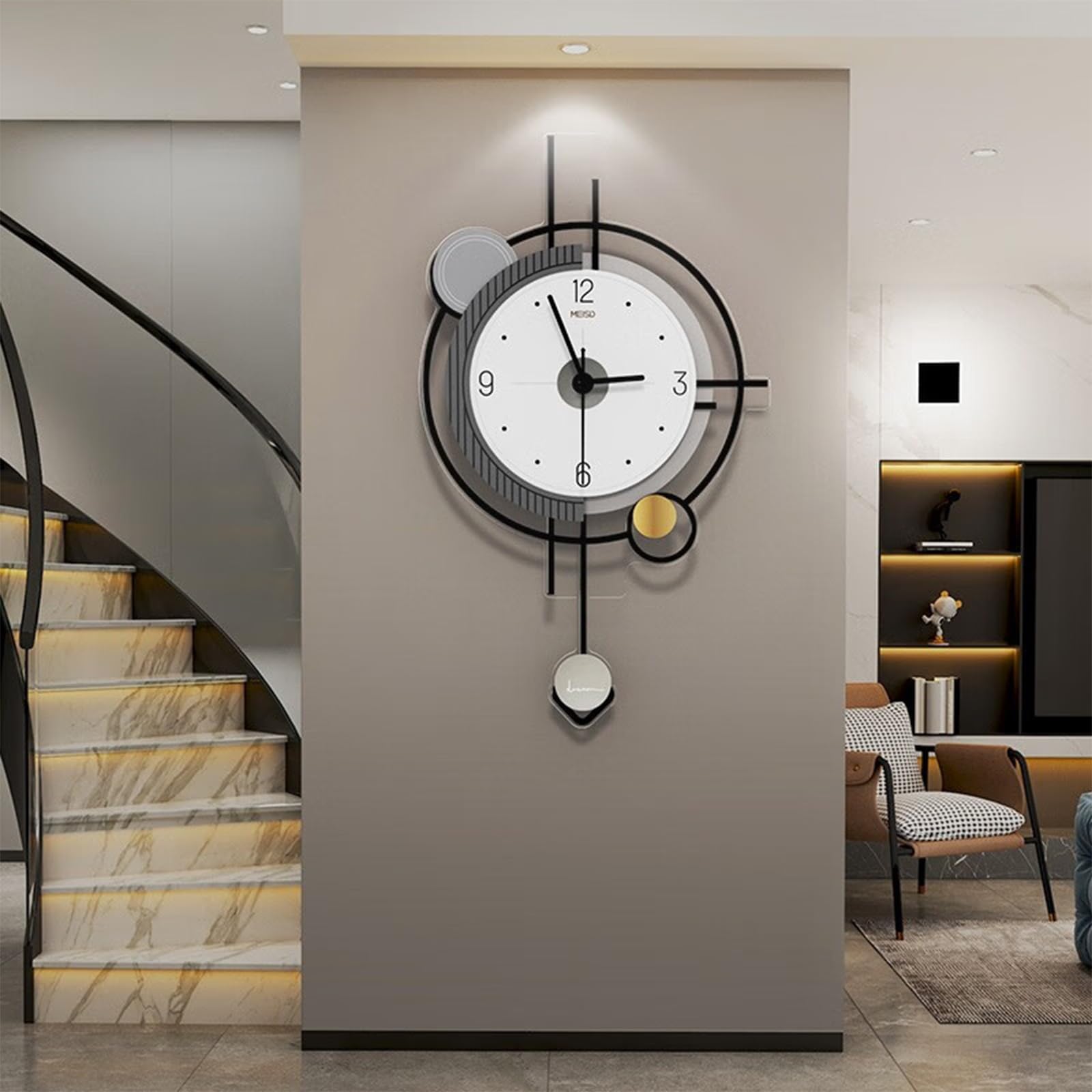 TBDdsd Wall clocks, wall clock for living room kitchen office bedroom, round metal silent