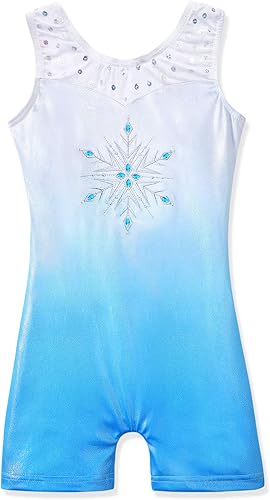 Miniatura 2 de HOZIY Mallas de gimnasia para niñas, con estampado de copos de nieve, azul, morado, rosa intenso, destello