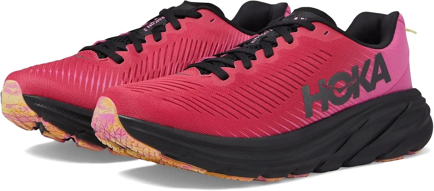 HOKA ONE ONE Womens Rincon 3 Running Shoes (Raspberry/Strawberry, US Footwear Size System, Adult, Men, Numeric, Medium, 7.5)