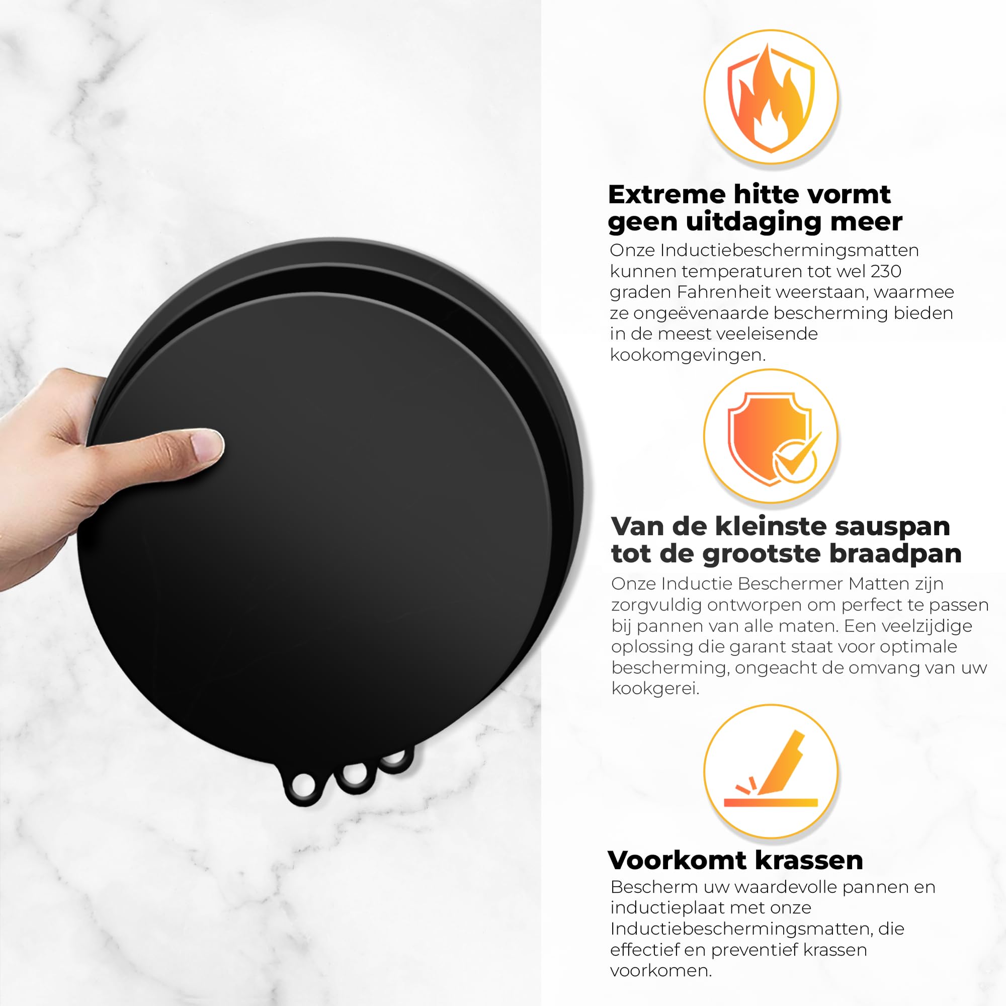 Esteras protectoras de inducción - 12 piezas - Negro - Anti Slip - Hasta 230 grados - Inducción - Estera de inducción – Protectores de sartenes - Protectores de sartenes - Posavasos - Cocina - Cocina