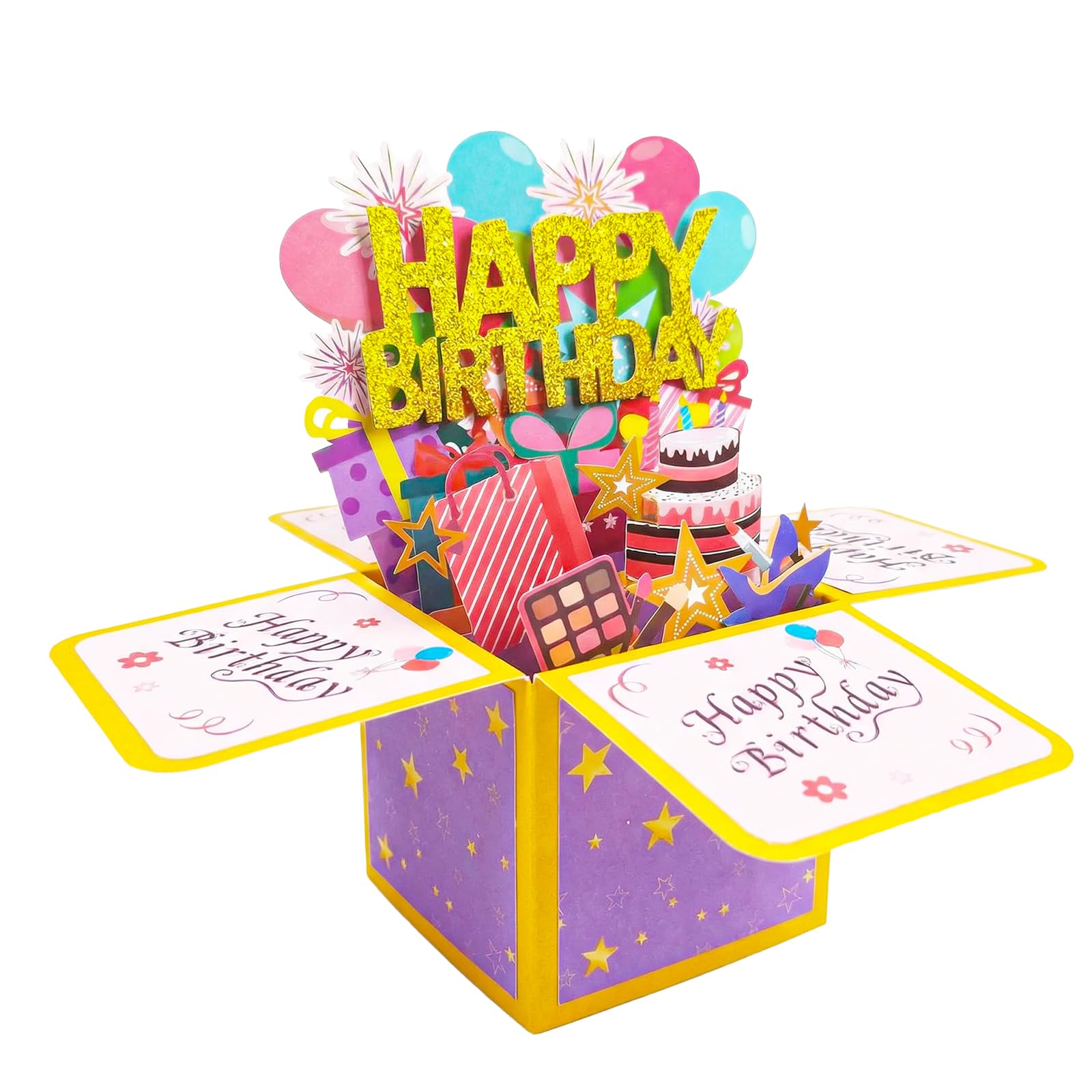 Geukmun Birthday Card Pop Up, Birthday Card for Women, 3D Pop Up Greeting Card Gifts for Daughter Wife Mum Female Friend, Happy Birthday Card with Envelope