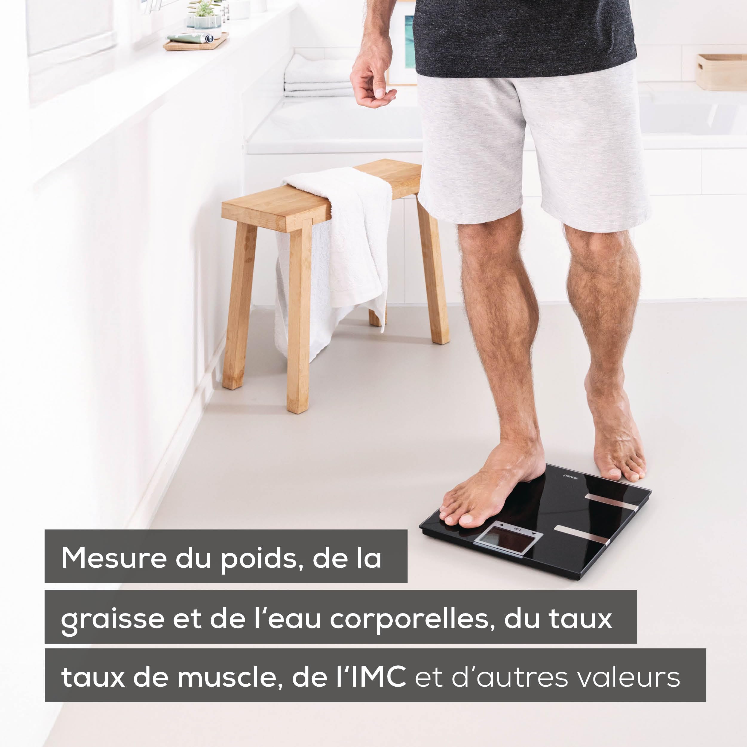 Beurer BF 720 Balance connectée Bluetooth avec APP, mesure poids, masse graisseuse, masse musculaire, besoins caloriques, noir
