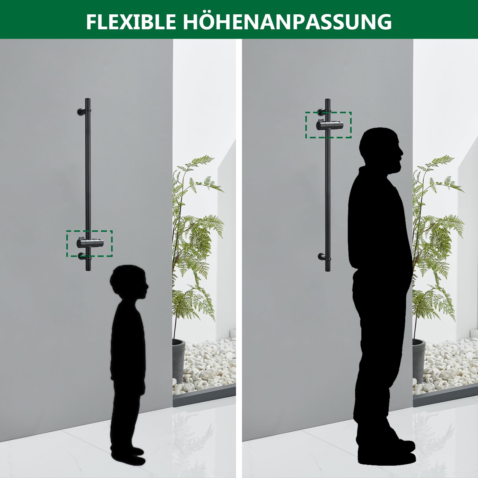 HomeHeng Douchestang 80 cm met zeepbakje, douchestang roestvrij staal