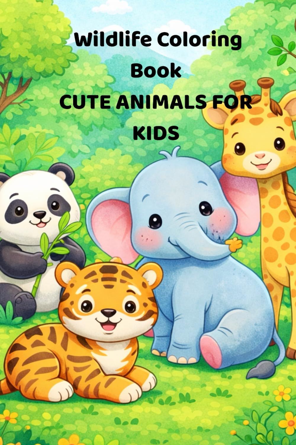 Wildlife coloring book cute animals for kids