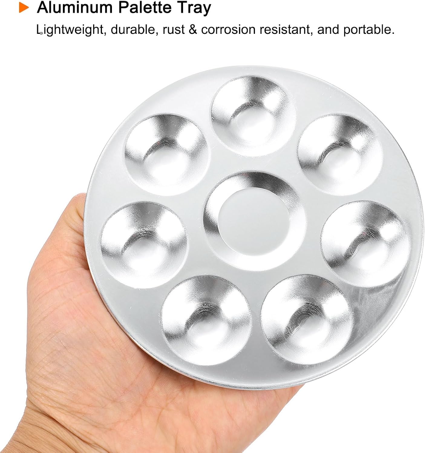 HARFINGTON Paint Palette Tray 4.7" 7 Wells Aluminum Round Paint Mixing image 4