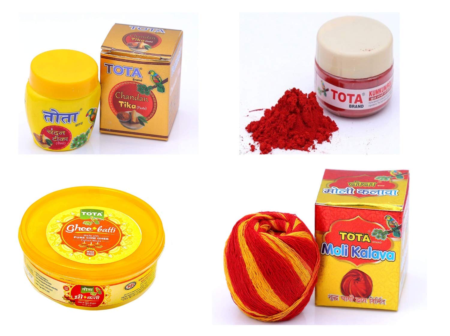 TOTACombo of Ghee Batti, Chandan, Roli and Kalawa, Hindu Pooja Items for Home-300 Gram